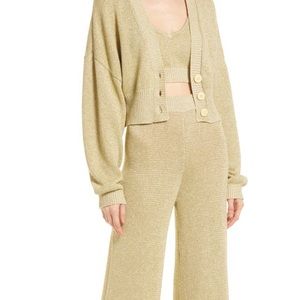 Open Edit metallic wide leg pants